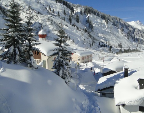 Chalets in Stuben - a view of the resort from the Chesa Lavadina Chalets in Stuben - a view of the resort from the Chesa Lavadina