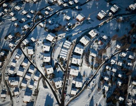 Chalets in Veysonnaz Switzerland - an aerial view Chalets in Veysonnaz Switzerland - an aerial view